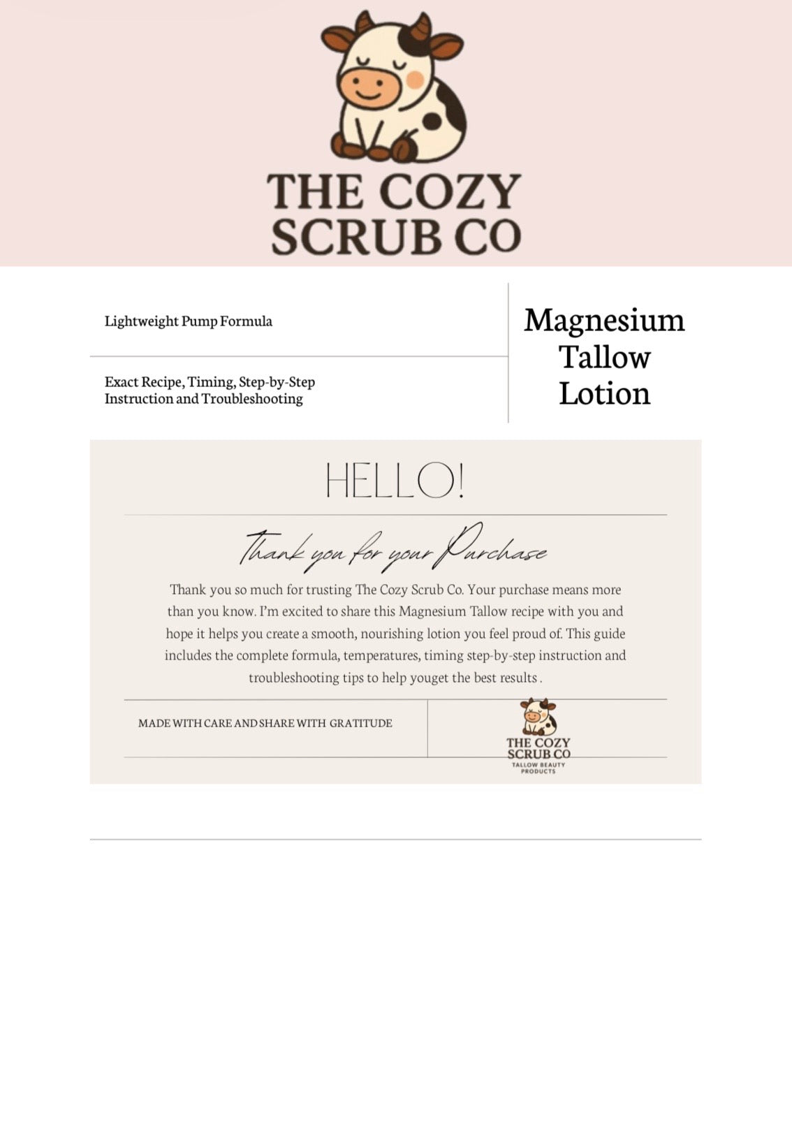 Magnesium Tallow Lotion Digital Recipe